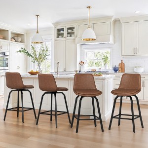 Arceso Upgrade Enlarged Seat Swivel Bar Stools Set of 2, 26 Inch Counter Height Bar Stools, Thickened Faux Leather Barstools with Backs - 1 of 4