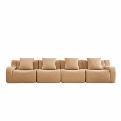 Aukfa Modular Teddy Fabric Sofa,Convertible Modular Sectional Sofa Set , 4-Seats with 1/2 Ottoman Soft Boneless Design for Living Room