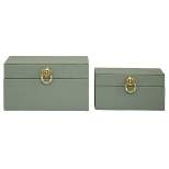 Set of 2 Faux Shagreen Wood Box with Metal Ring Fixtures - Olivia & May