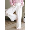 Amaryllis Women’s Wide Leg Lightweight Crinkle Pants with High Waistband Drawstring Tie Flowy Relaxed Fit - 3 of 4