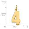 Black Bow Jewelry 14k Yellow Gold, Athletic Collection Medium Polished Number 4 Pendant - 4 of 4