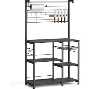 VASAGLE Bakers Rack with Magnetic Knife Holder, Paper Holder, Wire Basket, 8 Hooks, Organizers and Storage, Baker's Rack with Wire Basket - 1 of 4