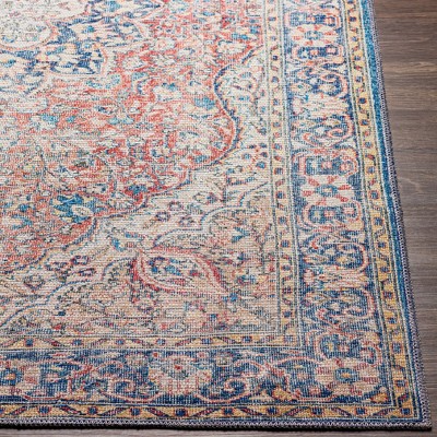 Colin Blue Medallion Chenille 2'7"x10' Machine Washable Runner Rug