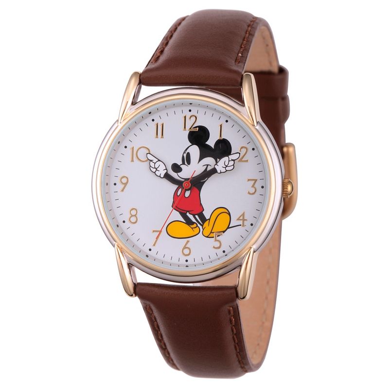 Women&#39;s Disney Mickey Mouse Two-Tone Cardiff Alloy Watch - Brown, 1 of 6