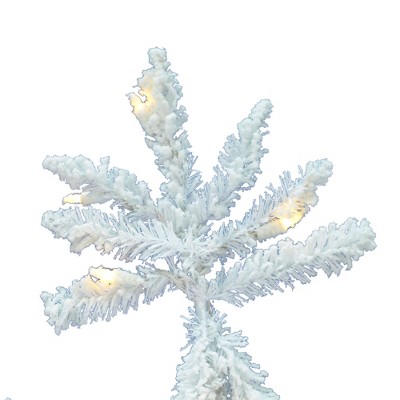 7.5' Flocked White Spruce Christmas Tree with Warm White LED Lights