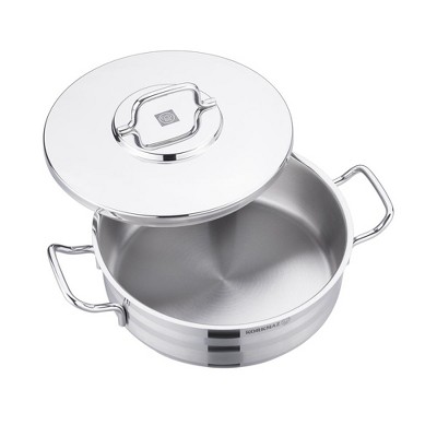 Korkmaz Astra Stainless Steel Low Casserole with Lid - Thumbnail 2