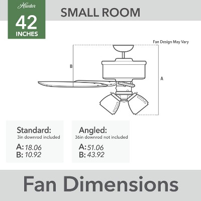 42" Snow White Low Profile Ceiling Fan with Light Kit