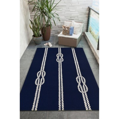 Coastal Bliss Navy Blue 5' x 7' Hand-Tufted Synthetic Rectangular Rug
