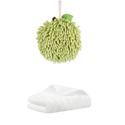 REGALWOVEN Absorbent Quick Drying Solid Decorative Hand Towels for Bathroom 14" x 30"/6" x 6" 2 Pcs