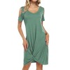 Women's Cold Shoulder Summer Twist Knot Mini Tshirts Dresses - 4 of 4