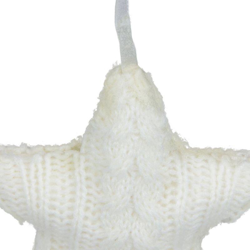 Northlight 4" Cream Cable Knit Star Christmas Ornament, 3 of 5