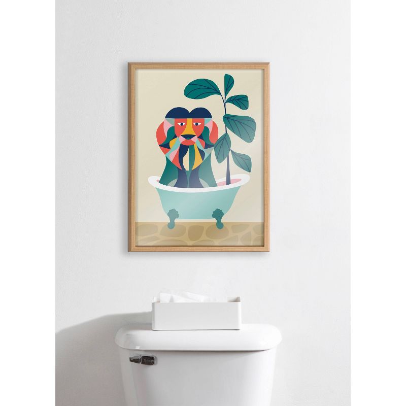 18&#34; x 24&#34; Blake Mid-Century Modern Lion in Bathtub Framed Printed Glass Natural - Kate &#38; Laurel All Things Decor, 6 of 8
