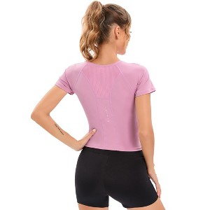 Workout Crop Tops for Women Slim-Fit Athletic Long Sleeve/Short Sleeve Tee Gym Running Yoga Casual Tight Shirts XS-XL - 1 of 4