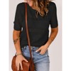 Coolmee Womens Summer Sweater Casual Short Sleeve Pullover Tops Crewneck Lightweight Shirts Ribbed Knit Dressy Blouse - 3 of 4