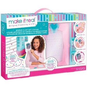 Make It Real: DIY Jewelry & Art Gift Station Craft Kit, 76 Pieces - 1 of 4