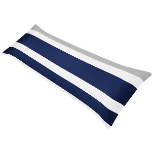 Sweet Jojo Designs Boy Body Pillow Cover (Pillow Not Included) 54in.x20in. Stripe Blue and Grey - 1 of 4