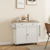 HOMCOM Rolling Kitchen Island with Storage Drawer, Wood Breakfast Bar Kitchen Island Cart 2 Doors, Spice Rack, Towel Racks and 2 Hooks - 2 of 4