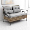 4-Piece Patio Sectional Low Dining Sofa Set with Steel Table, Blue Cushions, and Detachable Covers ââ‚?Comfortable Outdoor Conversation Set - 3 of 4