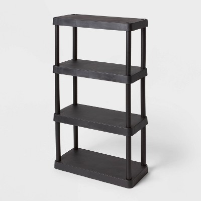 4 Tier Plastic Shelf Unit Black - Brightroom™: Utility Storage Shelves, 55.8" Height, 70 lbs Capacity, Freestanding