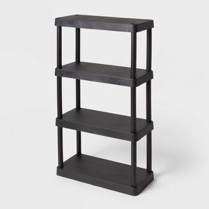 4 Tier Plastic Shelf Unit Black - Brightroom™: Utility Storage Shelves, 55.8" Height, 70 lbs Capacity, Freestanding - 1 of 3