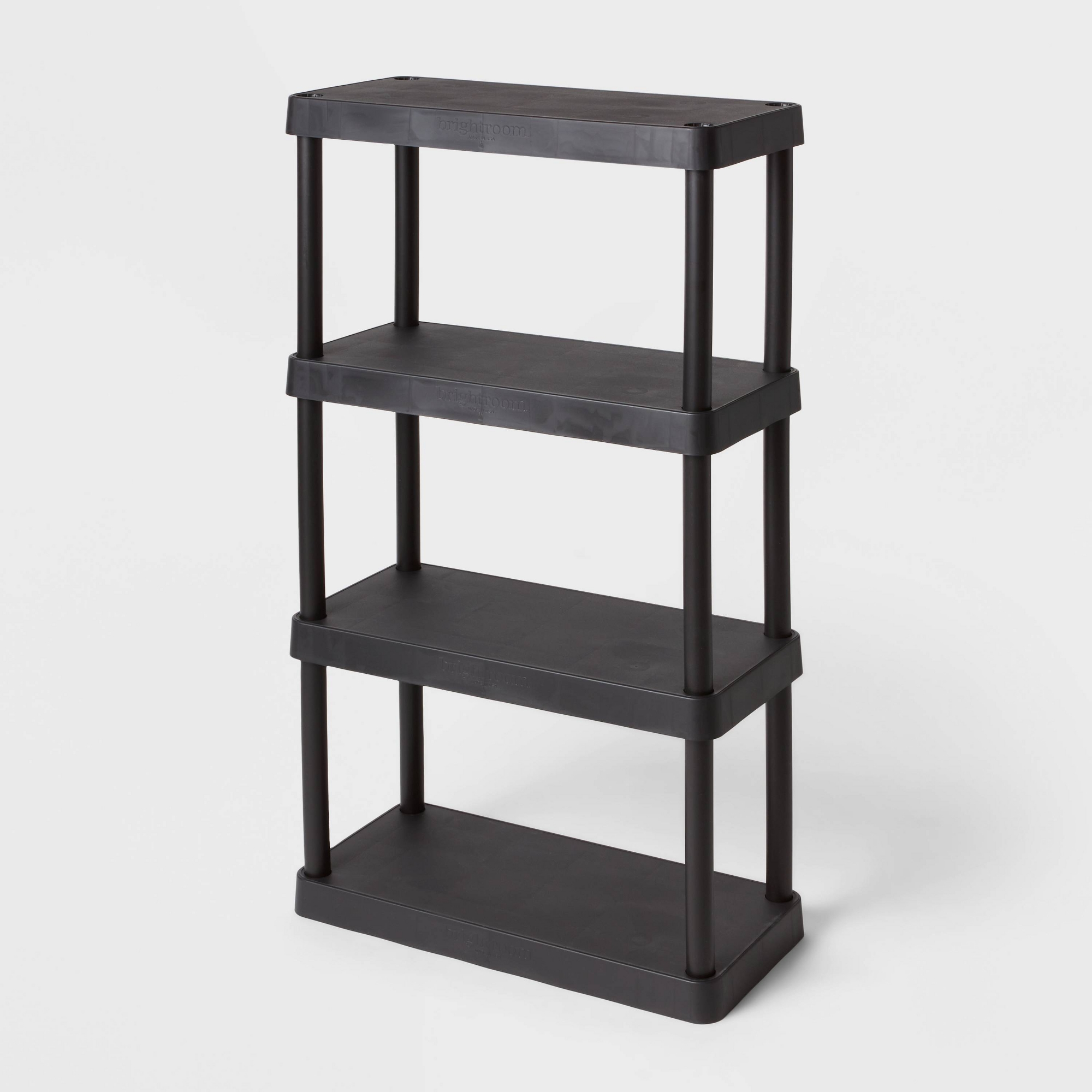 4 Tier Plastic Shelf Unit Black - Brightroom™