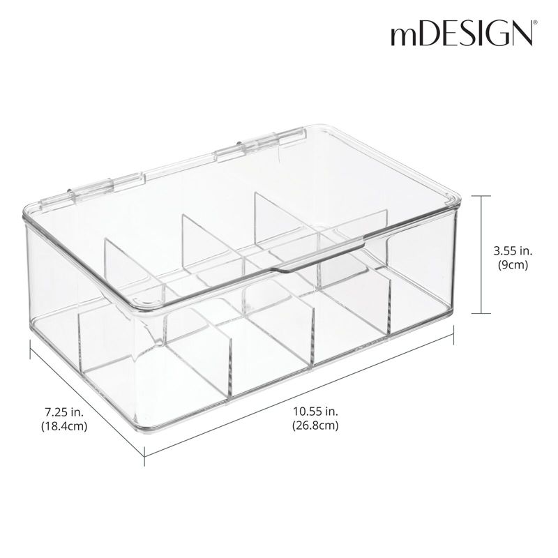 mDesign Plastic Divided First Aid Storage Box Kit with Hinge Lid, 3 of 9