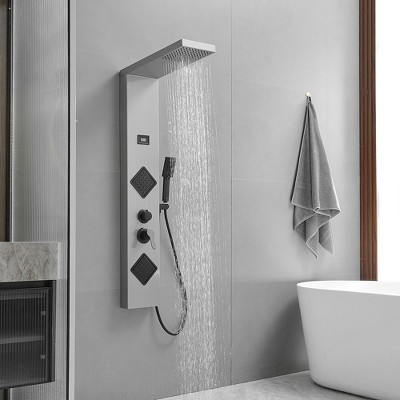 Black Nickel 2-Jet Rainfall Shower Panel System with Handheld Wand
