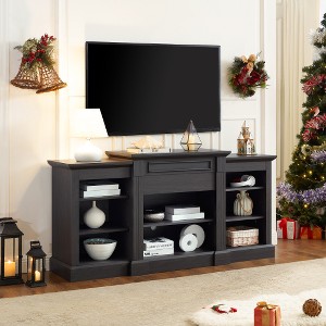 ORRD Media Console Table, Modern TV Stand with Large Storage Cabinet, Grey, 65.75"W x 17"D x 32.48"H - 1 of 4