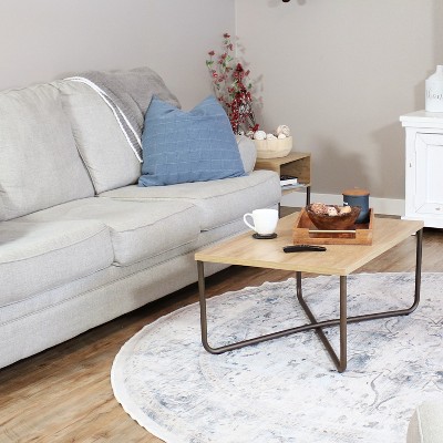 CrossBase 50'' Faux Wood and Metal Minimalist Coffee Table
