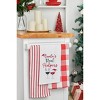 C&F Home Christmas Theme "Santa's Real Helpers" Red & White Wine Glasses Cotton Flour Sack Kitchen Dish Towel Decor Decoration  27L x 18W in. - 3 of 4