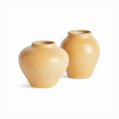 Plum & Post Safrin Bud Vases, Set of 2 - Yellow Ceramic Decor