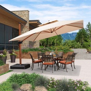 PURPLE LEAF 9/10/11/12ft Patio Umbrella with Base Outdoor Square Large Cantilever Umbrella Windproof Offset Heavy Duty Umbrella for Garden Deck Pool - 1 of 4