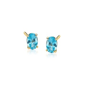 Pure Collection by Ross-Simons 0.90 ct. t.w. Oval London Blue Topaz Stud Earrings in 14kt Yellow Gold - 1 of 4