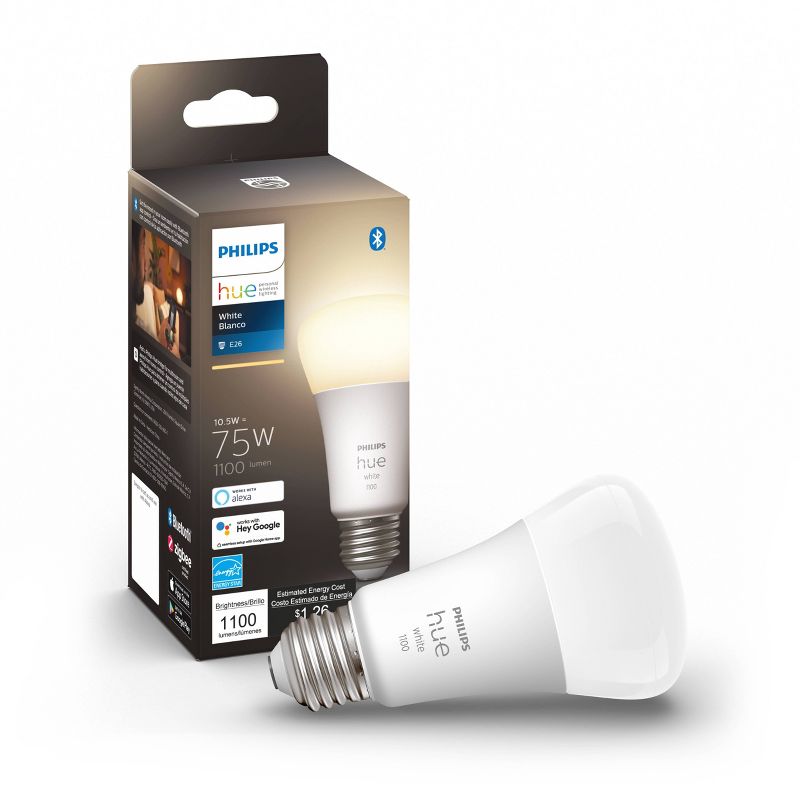 Philips Hue A19 75W Smart LED Bulb White, 1 of 9