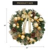 24" Christmas Wreath for Front Door, Large Artificial Winter Wreath with Berries Ball Ornaments for Fireplace Window Wall Indoor Outdoor Decor - 3 of 4