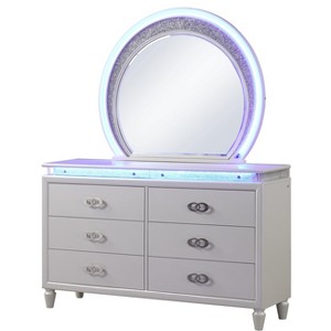 Perla 6 Drawer LED Dresser Made with Wood in Milky White - 1 of 1