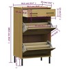 vidaXL Shoe Rack Brown Solid Pine Wood, Metal Large Shoe Rack - 4 of 4