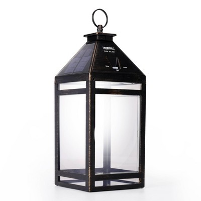14" White Solar LED Lantern Sconce with Clear Panels