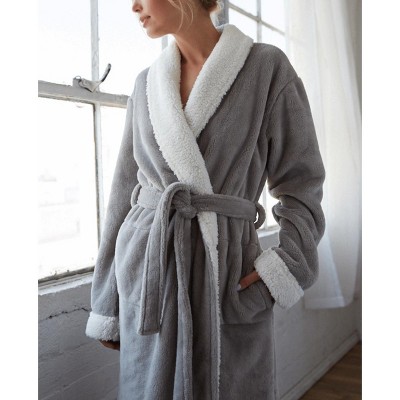 Pure Fiber Women's Coral Fleece Keila Faux Shearling Bathrobe