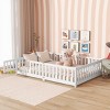 Full Size Wooden Floor Toddlers Bed with Fence and Door, Rubber Wood Montessori Platform Bed for Kids Room-Baofuwish - 3 of 4