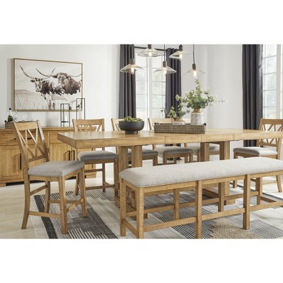 Havonplane 72" Light Brown Pine Counter Height Dining Bench