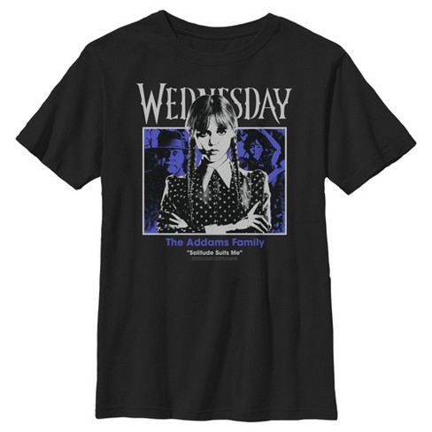 Boy's Wednesday Solitude Suits Me Portrait T-Shirt - image 1 of 4