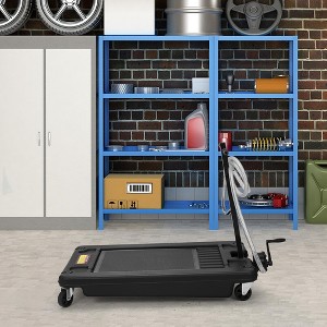 Low Profile Oil Drain Pan, 18 Gallon Oil Change Tank with Manual Pump & Wheels for Trucks, SUVs, RVs - 1 of 4