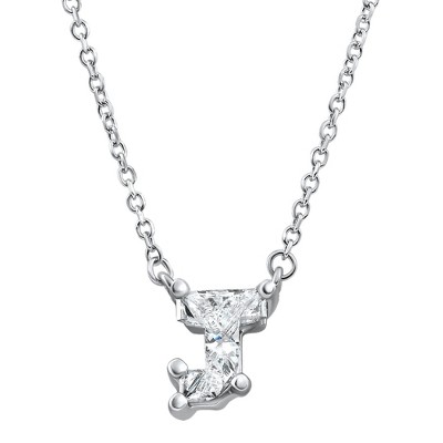 Pompeii3 Diamond "J" Initial Pendant 18" Necklace 14K White Gold Lab Created