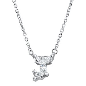 Pompeii3 Diamond "J" Initial Pendant 18" Necklace 14K White Gold Lab Created - 1 of 4