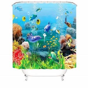 Undersea Fish School Shower Curtains for Bathroom Waterproof Fabric Bath Curtain Durable Soft Stylish Bathroom Decor 72x72 Inch - 1 of 1