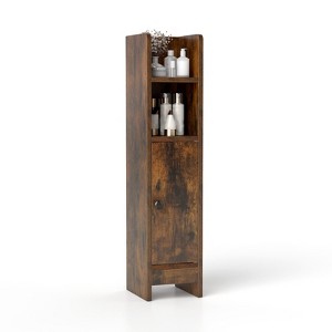 Tangkula Bathroom Storage Cabinet Small Corner Floor Cabinet with Door and Adjustable Shelves Toilet Paper Holder Stand - 1 of 4