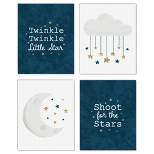 Big Dot of Happiness Twinkle Twinkle Little Star - Unframed Moon & Cloud Nursery and Kids Room Linen Paper Wall Art - Set of 4 Artisms - 8 x 10 inches