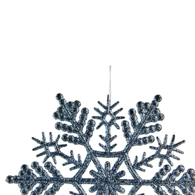 Northlight 24ct Glitter Snowflake Christmas Ornament Set 4" - Baby Blue, 2 of 3