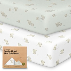 KeaBabies Mini Crib Sheets for Baby Girls, Boys, 2-Pack Soothe Pack and Play Sheets Fitted, Organic Pack N Play Mattress Sheet - 1 of 4